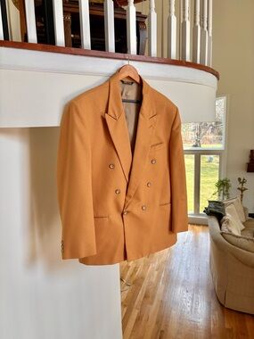 Falcone Vintage 60s Made In USA Double Breasted Blazer Sport Coat Mustard 44R